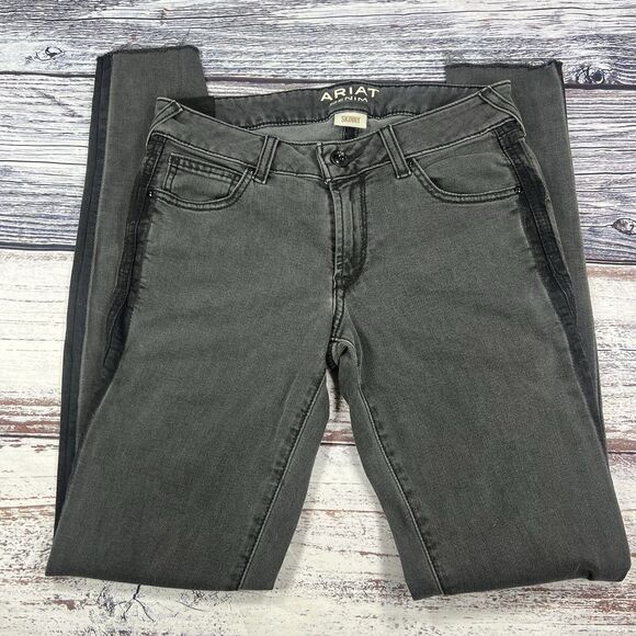 Ariat Skinny Low Rise Raw Hem Gray Black Jeans Women’s Size 27 - Picture 1 of 7
